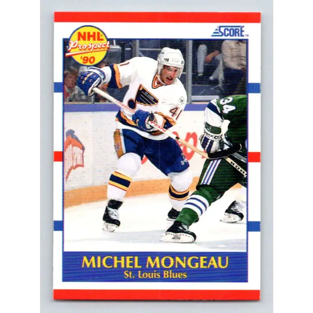 1990-91 Score #395 Michel Mongeau NM-MT RC Rookie St. Louis Blues Hockey Card - Hockey Card Single