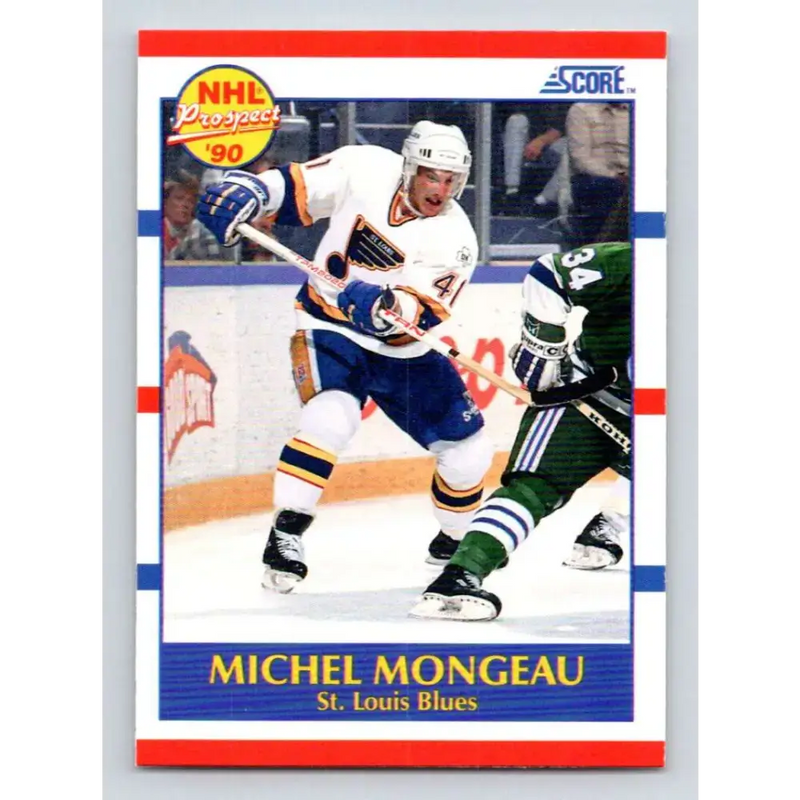 1990-91 Score #395 Michel Mongeau NM-MT RC Rookie St. Louis Blues Hockey Card - Hockey Card Single