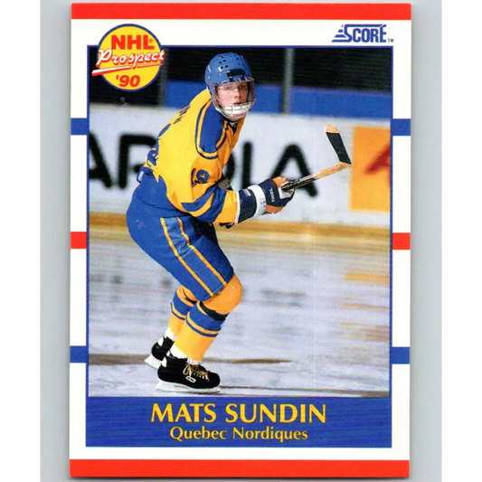 1990-91 Score #398 Mats Sundin NM-MT RC Rookie Quebec Nordiques Hockey Card - Hockey Card Single
