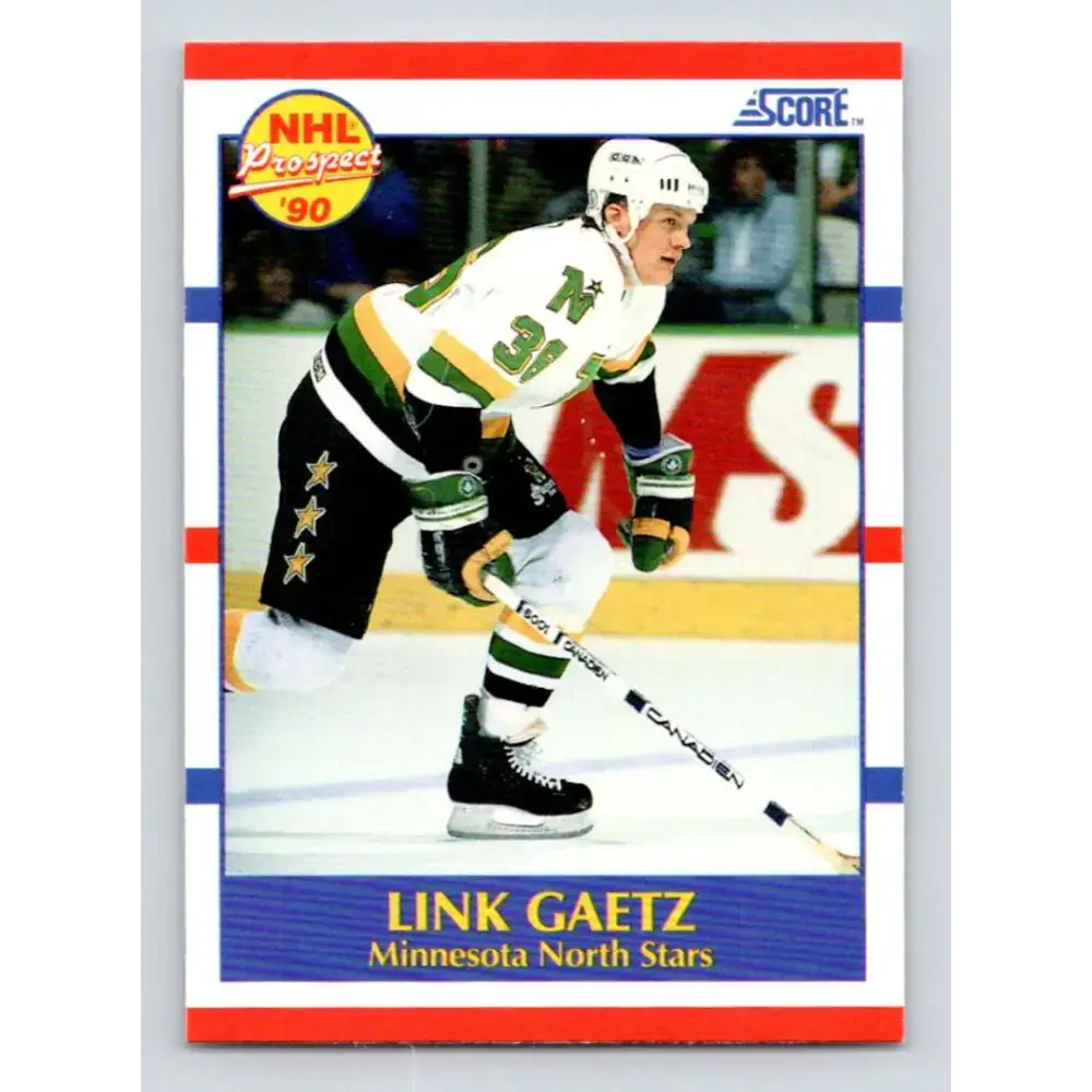 1990-91 Score #411 Link Gaetz NM-MT RC Rookie Minnesota North Stars Hockey Card - Hockey Card Single