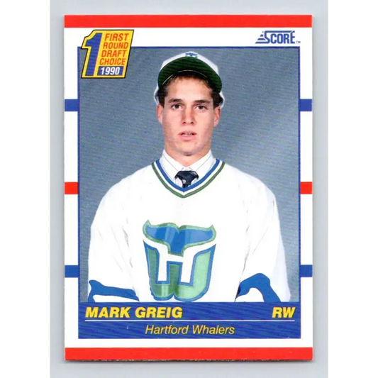 1990-91 Score #431 Mark Greig NM-MT RC Rookie Hartford Whalers Hockey Card - Hockey Card Single