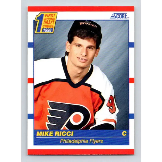 1990-91 Score #433 Mike Ricci NM-MT RC Rookie Philadelphia Flyers Hockey Card - Hockey Card Single