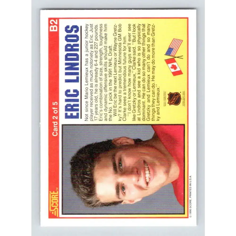 1990-91 Score #B2 Eric Lindros NM-MT Oshawa Generals Hockey Card - Hockey Card Single