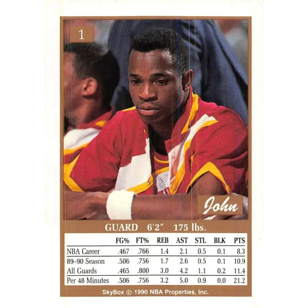 1990-91 SkyBox #1 John Battle EX Excellent Atlanta Hawks Basketball Card - Basketball Card Single