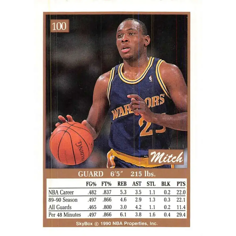 1990-91 SkyBox #100 Mitch Richmond EX Excellent Golden State Warriors Basketball Card - Basketball Card Single