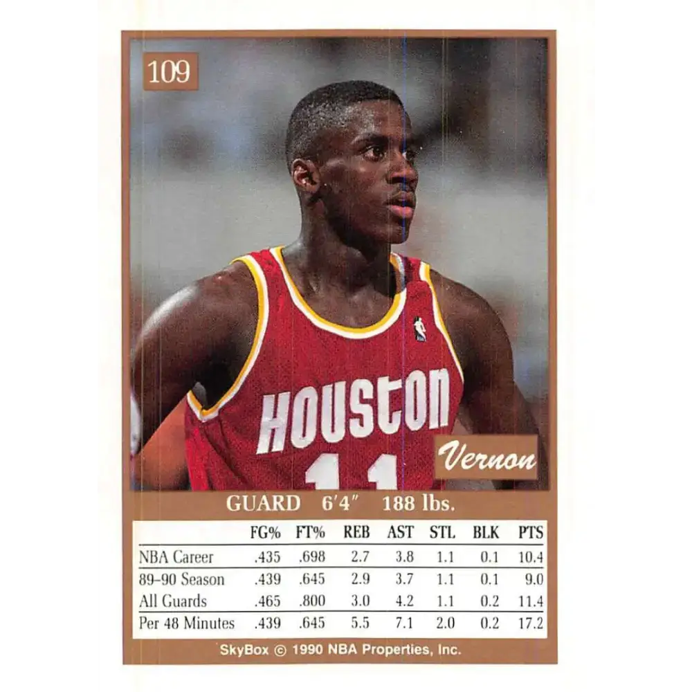 1990-91 SkyBox #109 Vernon Maxwell EX Excellent Houston Rockets Basketball Card - Basketball Card Single