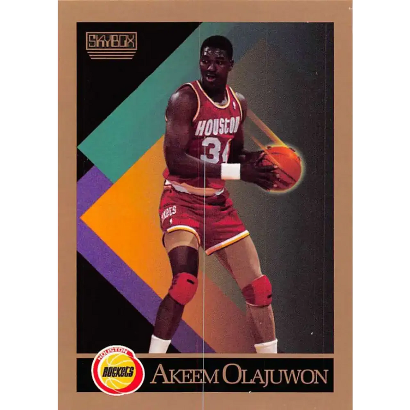 1990-91 SkyBox #110 Hakeem Olajuwon EX Excellent Houston Rockets Basketball Card - Basketball Card Single