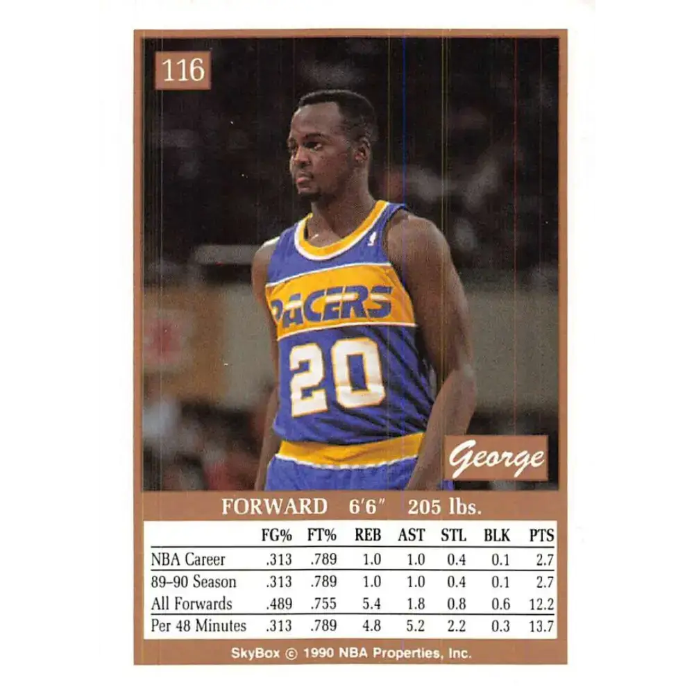1990-91 SkyBox #116 George McCloud EX Excellent RC Rookie Indiana Pacers Basketball Card - Basketball Card Single