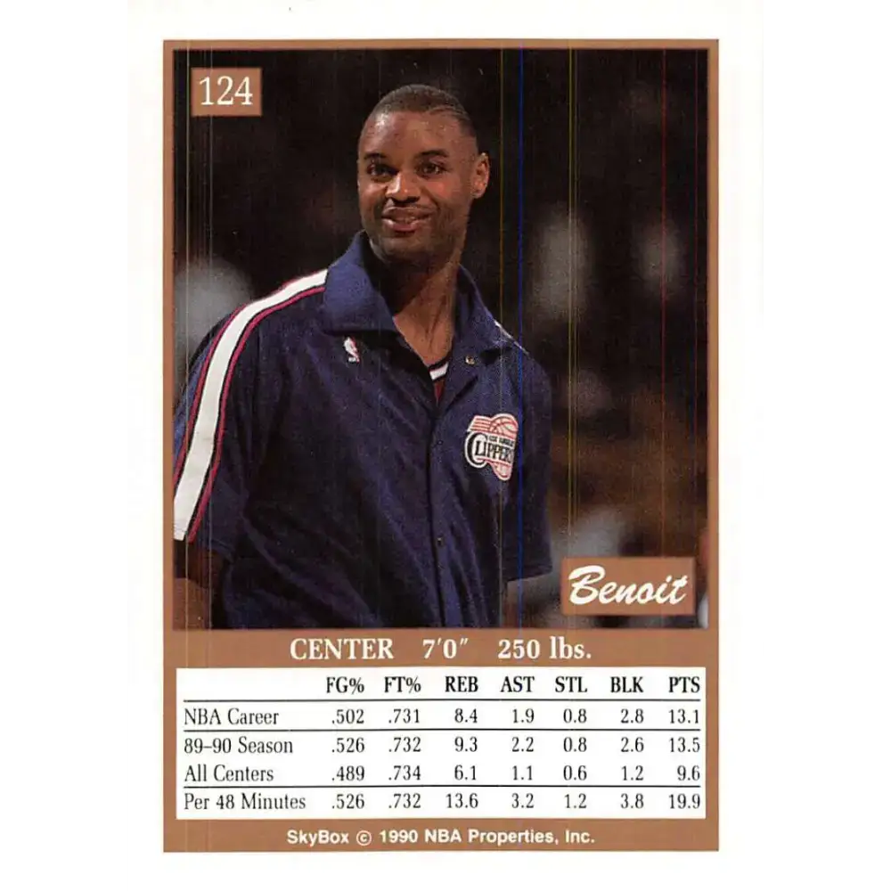1990-91 SkyBox #124 Benoit Benjamin EX Excellent Los Angeles Clippers Basketball Card - Basketball Card Single