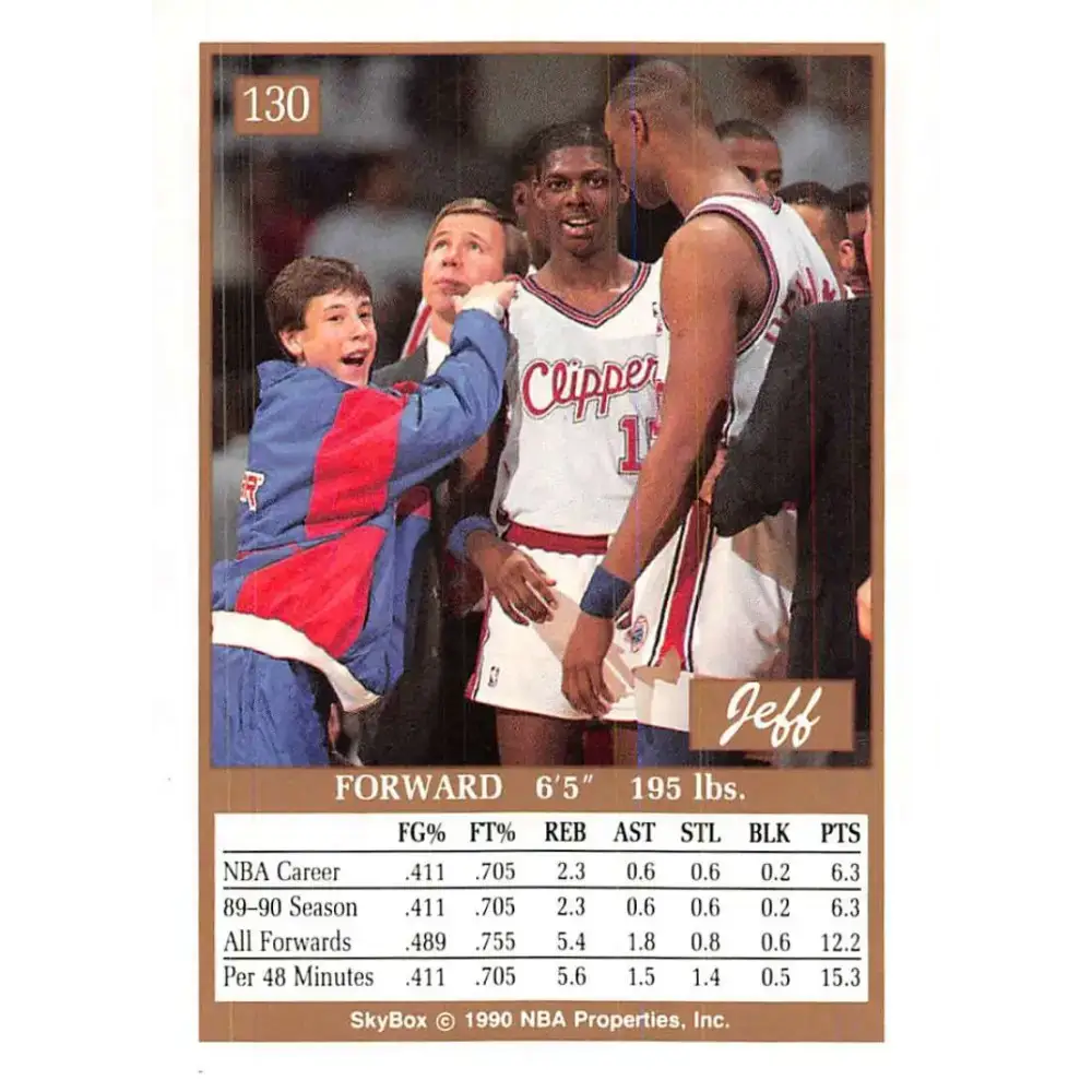 1990-91 SkyBox #130 Jeff Martin EX Excellent Los Angeles Clippers Basketball Card - Basketball Card Single