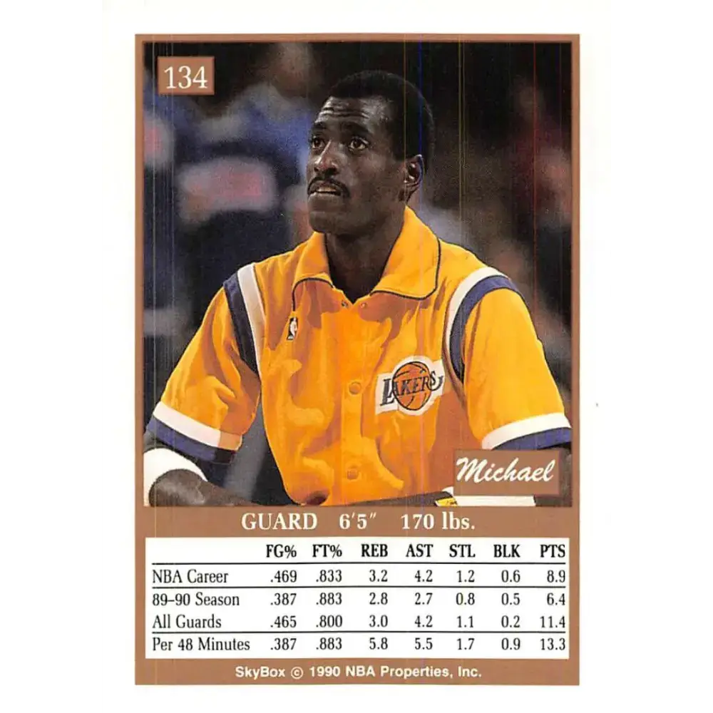 1990-91 SkyBox #134 Michael Cooper EX Excellent SP Los Angeles Lakers Basketball Card - Basketball Card Single