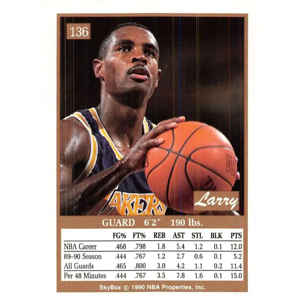 1990-91 SkyBox #136 Larry Drew EX Excellent Los Angeles Lakers Basketball Card - Basketball Card Single