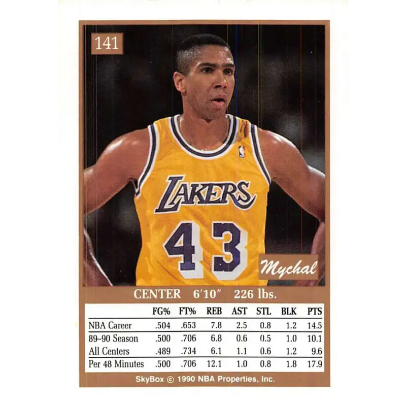 1990-91 SkyBox #141 Mychal Thompson EX Excellent Los Angeles Lakers Basketball Card - Basketball Card Single