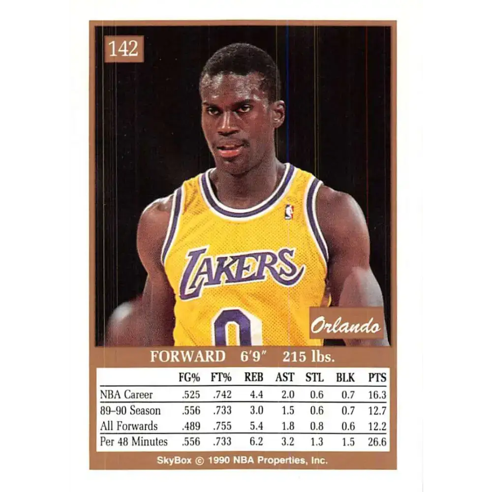 1990-91 SkyBox #142 Orlando Woolridge EX Excellent SP Los Angeles Lakers Basketball Card - Basketball Card Single