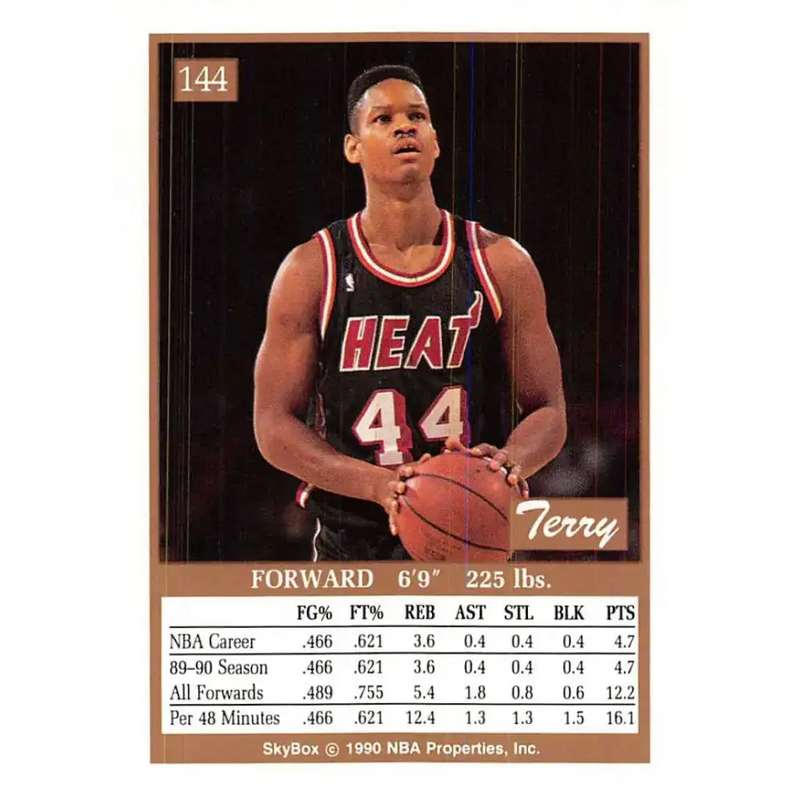 1990-91 SkyBox #144 Terry Davis EX Excellent RC Rookie Miami Heat Basketball Card - Basketball Card Single