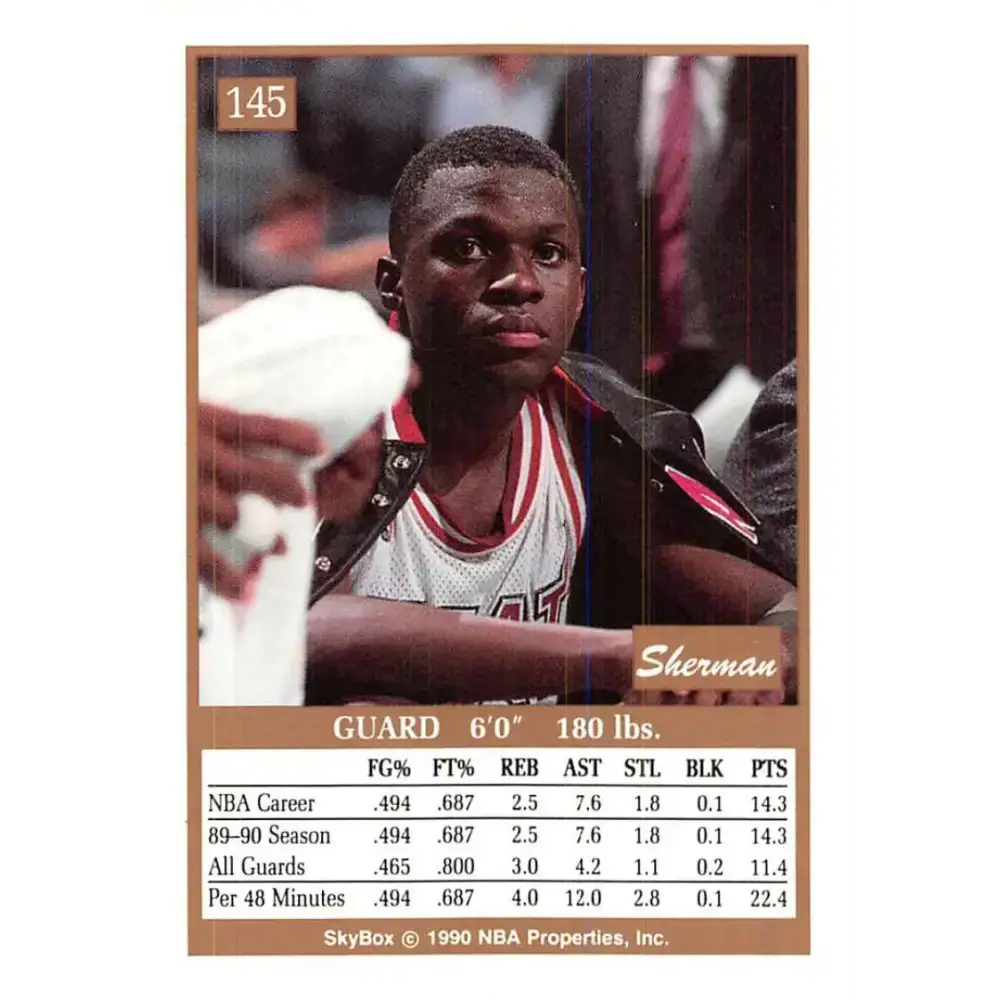 1990-91 SkyBox #145 Sherman Douglas EX Excellent RC Rookie Miami Heat Basketball Card - Basketball Card Single