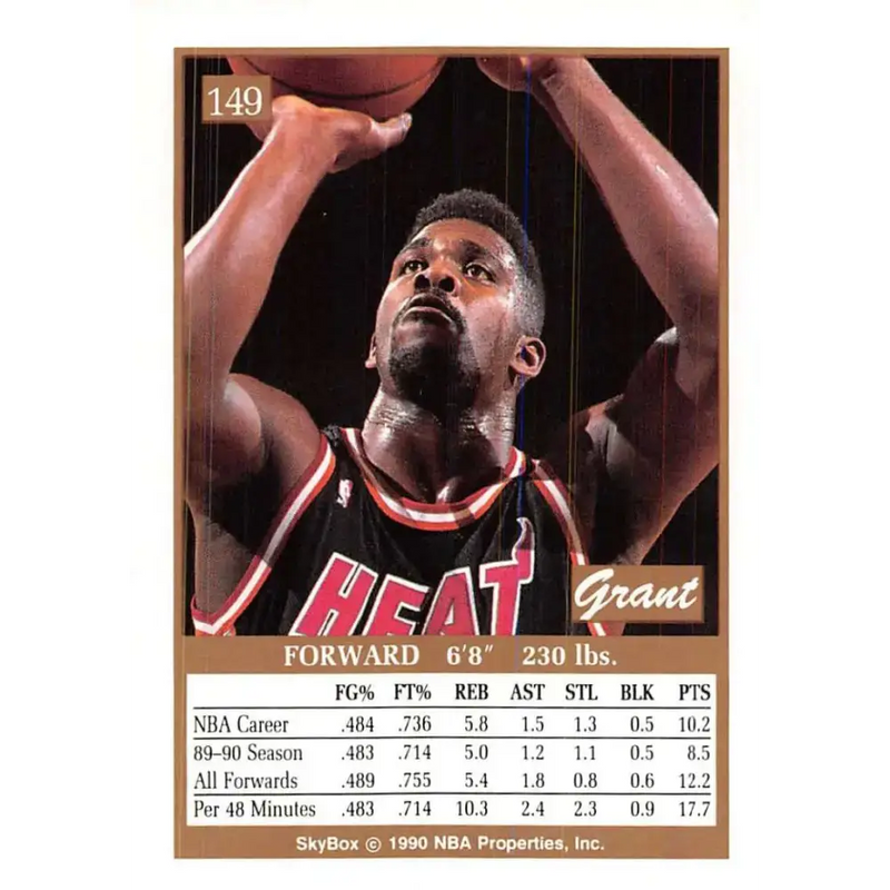 1990-91 SkyBox #149 Grant Long EX Excellent Miami Heat Basketball Card - Basketball Card Single