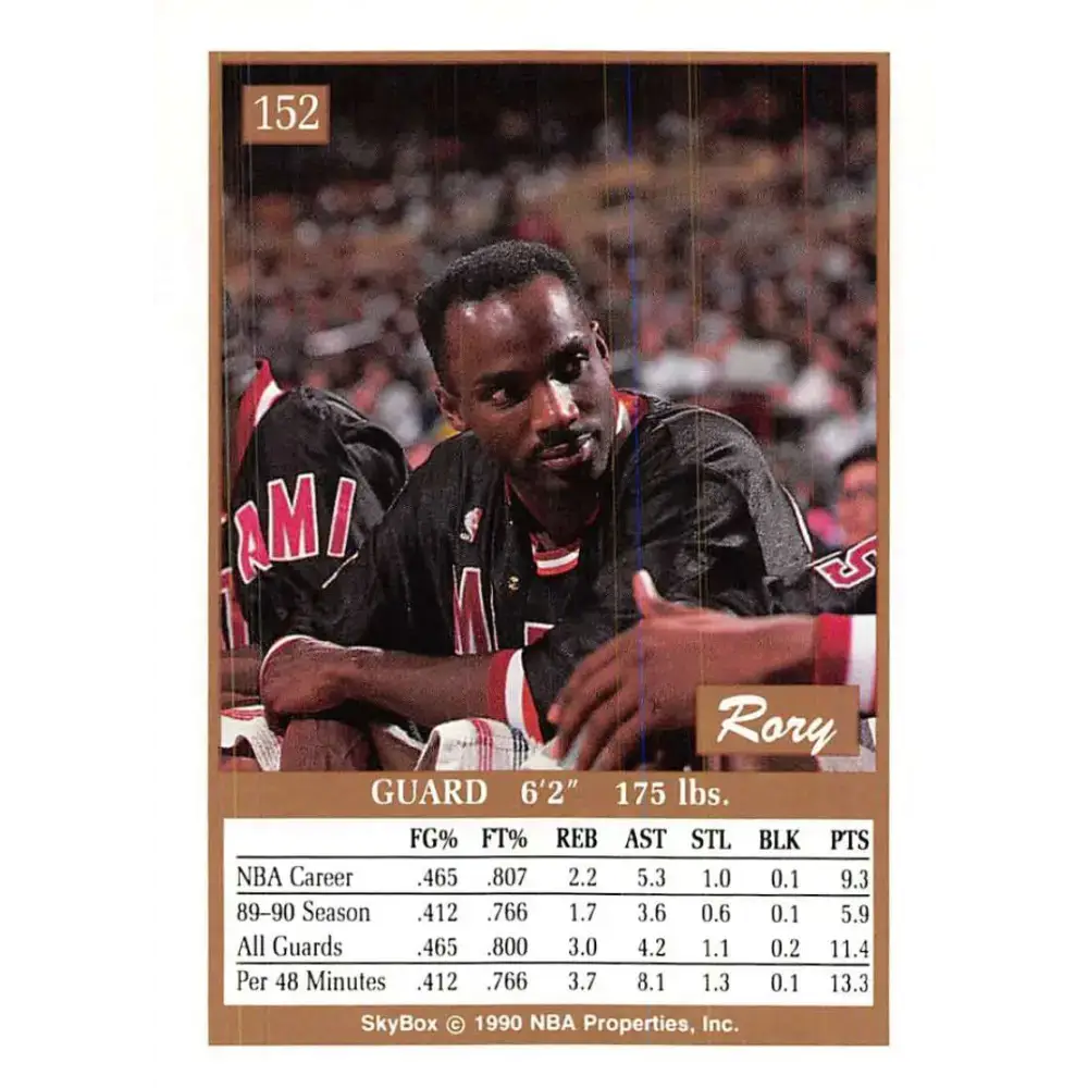 1990-91 SkyBox #152 Rory Sparrow EX Excellent SP Miami Heat Basketball Card - Basketball Card Single