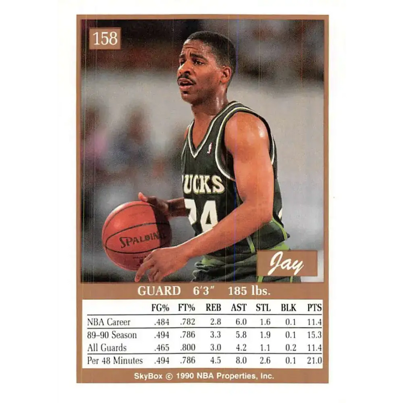 1990-91 SkyBox #158 Jay Humphries EX Excellent Milwaukee Bucks Basketball Card - Basketball Card Single