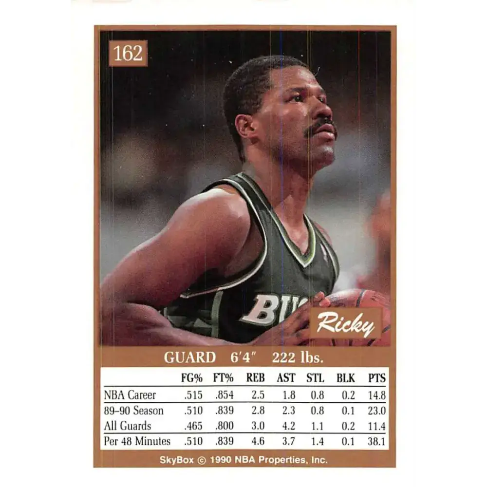 1990-91 SkyBox #162 Ricky Pierce EX Excellent Milwaukee Bucks Basketball Card
