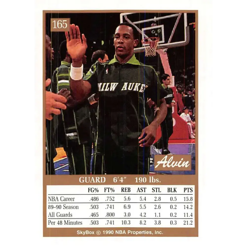 1990-91 SkyBox #165 Alvin Robertson EX Excellent Milwaukee Bucks Basketball Card - Basketball Card Single