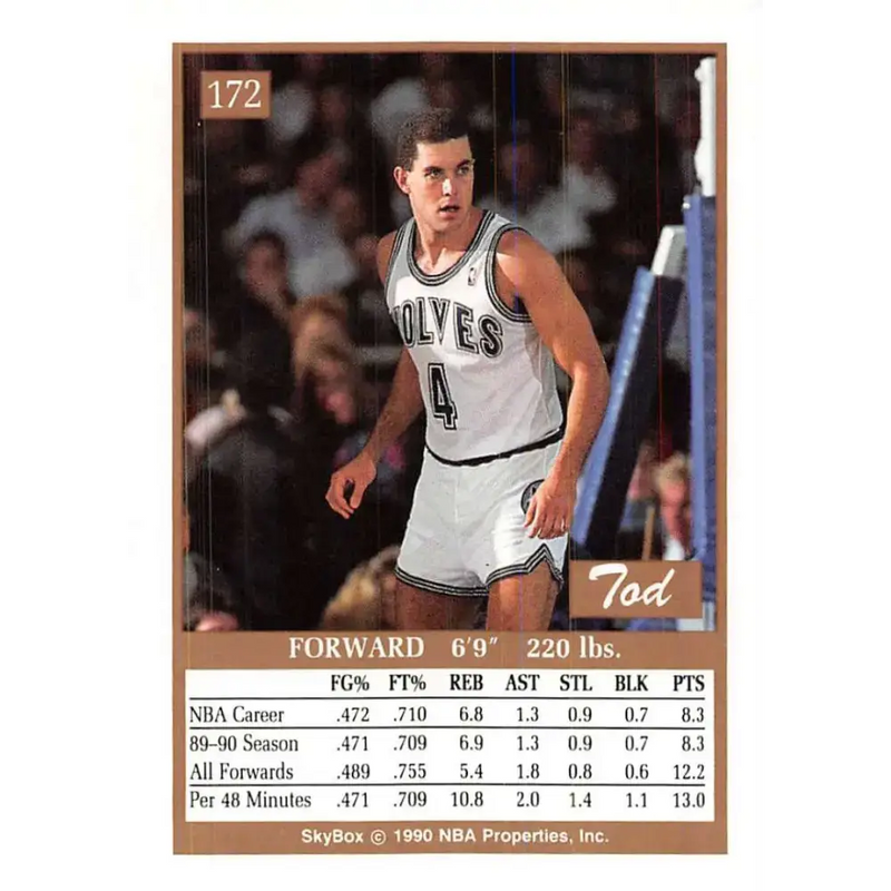 1990-91 SkyBox #172 Tod Murphy EX Excellent Minnesota Timberwolves Basketball Card - Basketball Card Single