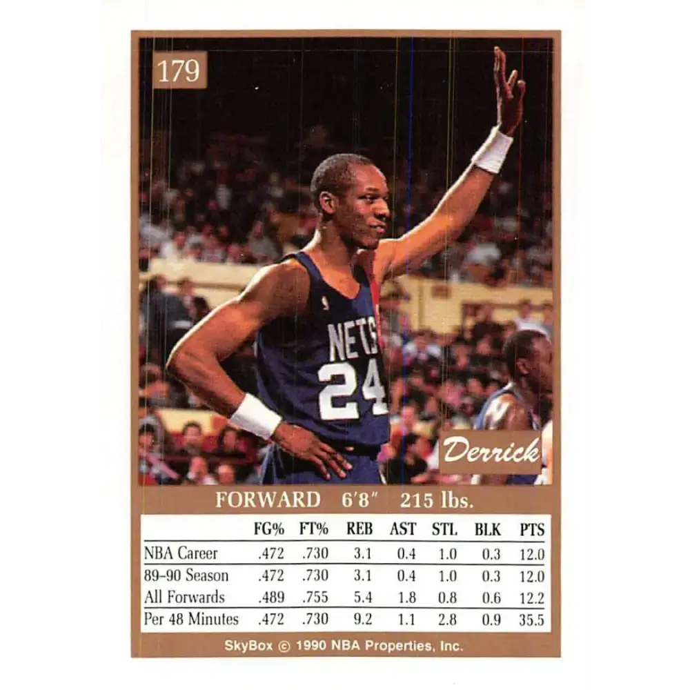 1990-91 SkyBox #179 Derrick Gervin EX Excellent New Jersey Nets Basketball Card - Basketball Card Single