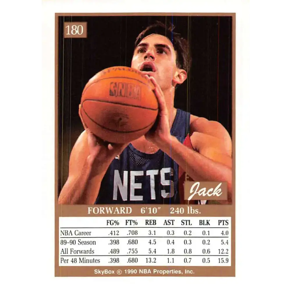 1990-91 SkyBox #180 Jack Haley EX Excellent RC Rookie New Jersey Nets Basketball Card