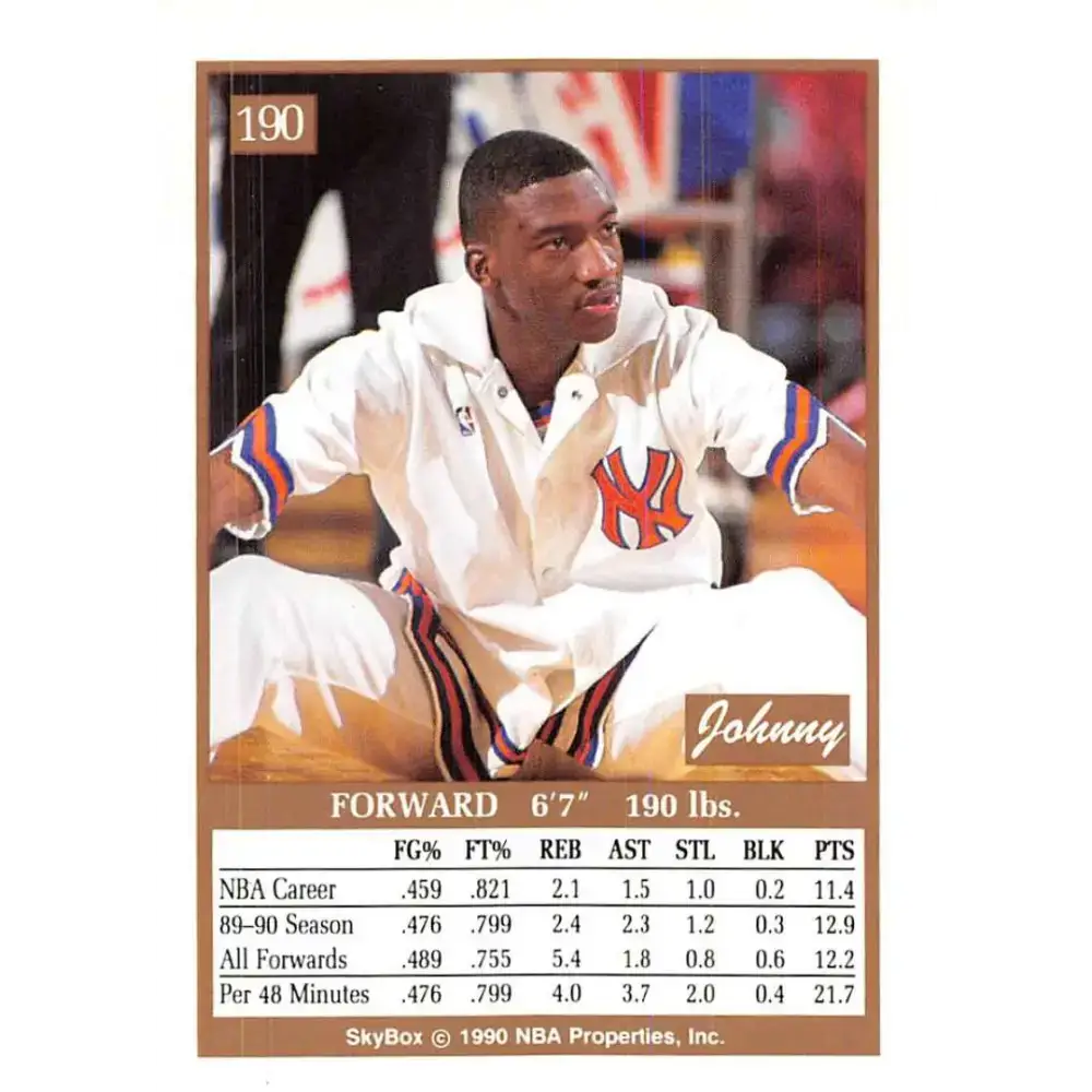 1990-91 SkyBox #190 Johnny Newman EX Excellent SP New York Knicks Basketball Card - Basketball Card Single