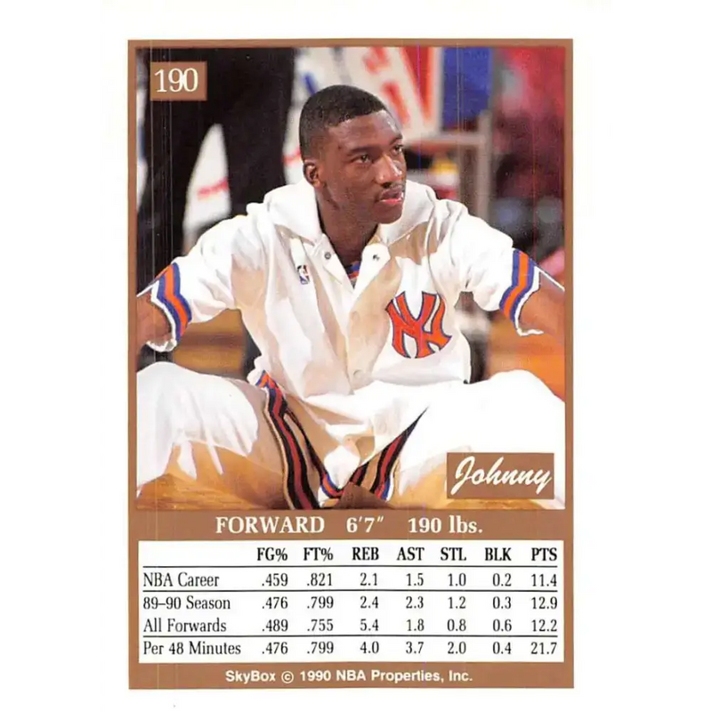 1990-91 SkyBox #190 Johnny Newman EX Excellent SP New York Knicks Basketball Card - Basketball Card Single
