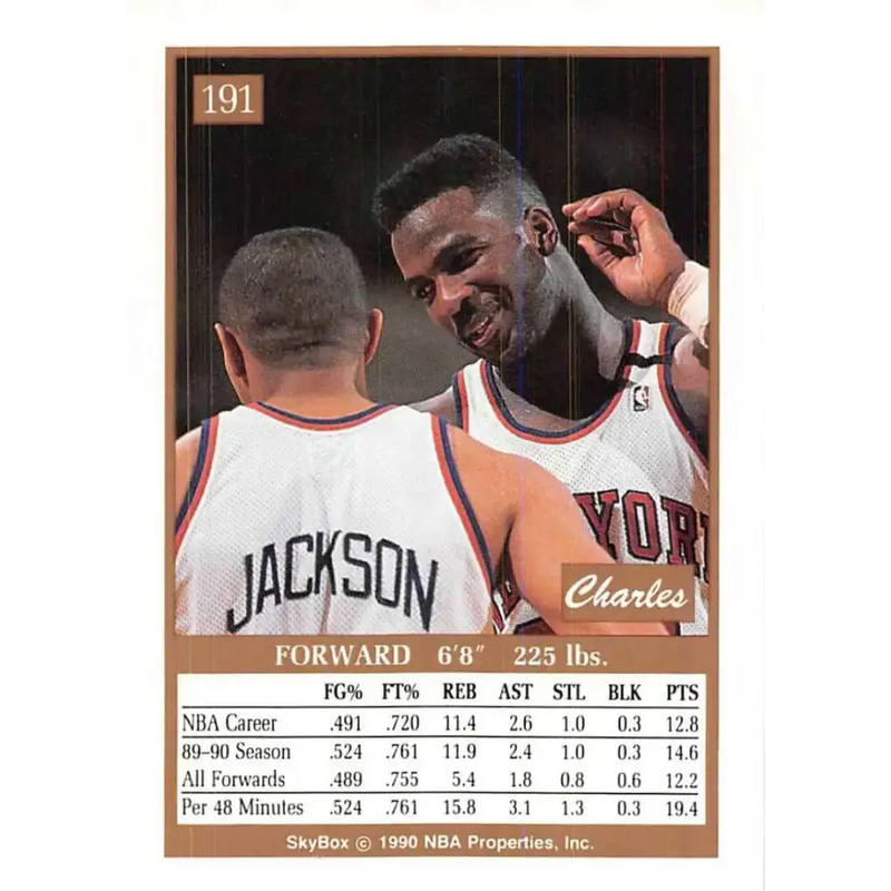 1990-91 SkyBox #191 Charles Oakley EX Excellent New York Knicks Basketball Card - Basketball Card Single