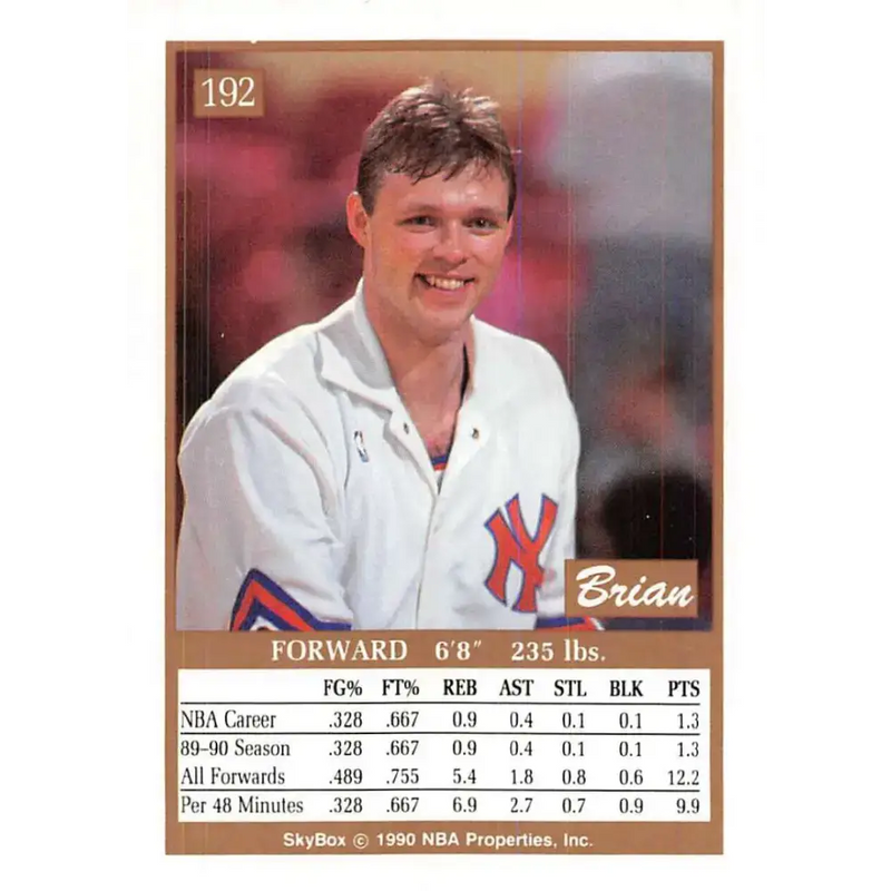 1990-91 SkyBox #192 Brian Quinnett EX Excellent New York Knicks Basketball Card - Basketball Card Single