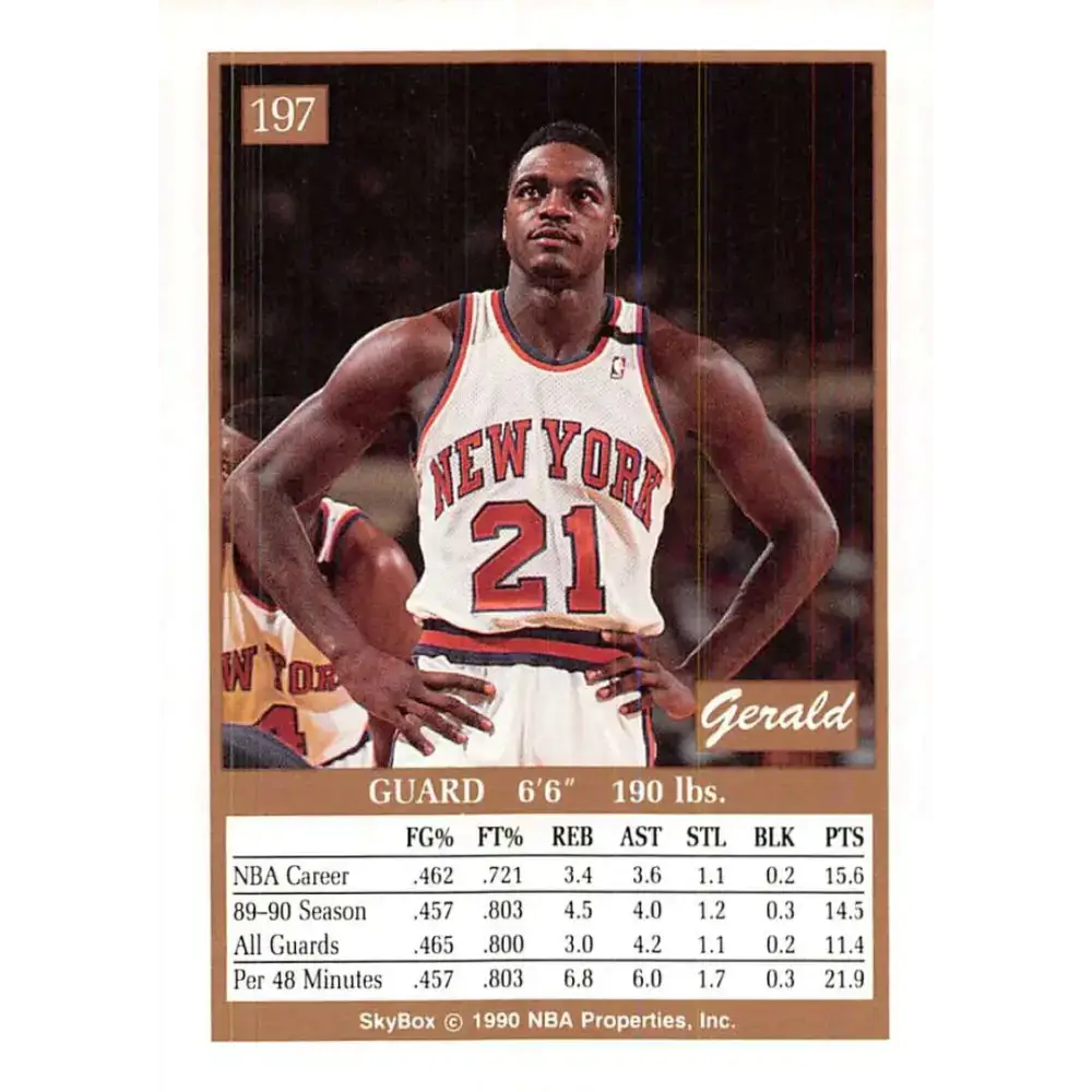 1990-91 SkyBox #197 Gerald Wilkins EX Excellent New York Knicks Basketball Card - Basketball Card Single