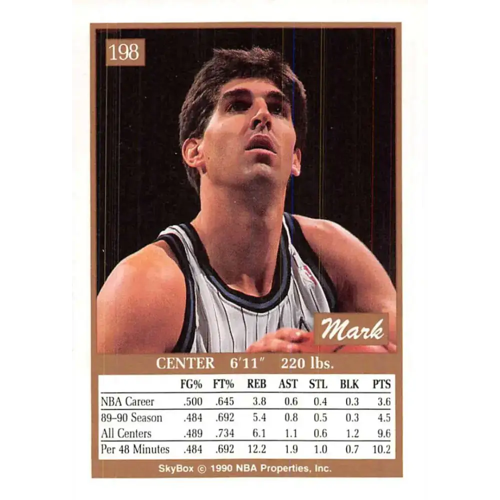 1990-91 SkyBox #198 Mark Acres EX Excellent Orlando Magic Basketball Card - Basketball Card Single