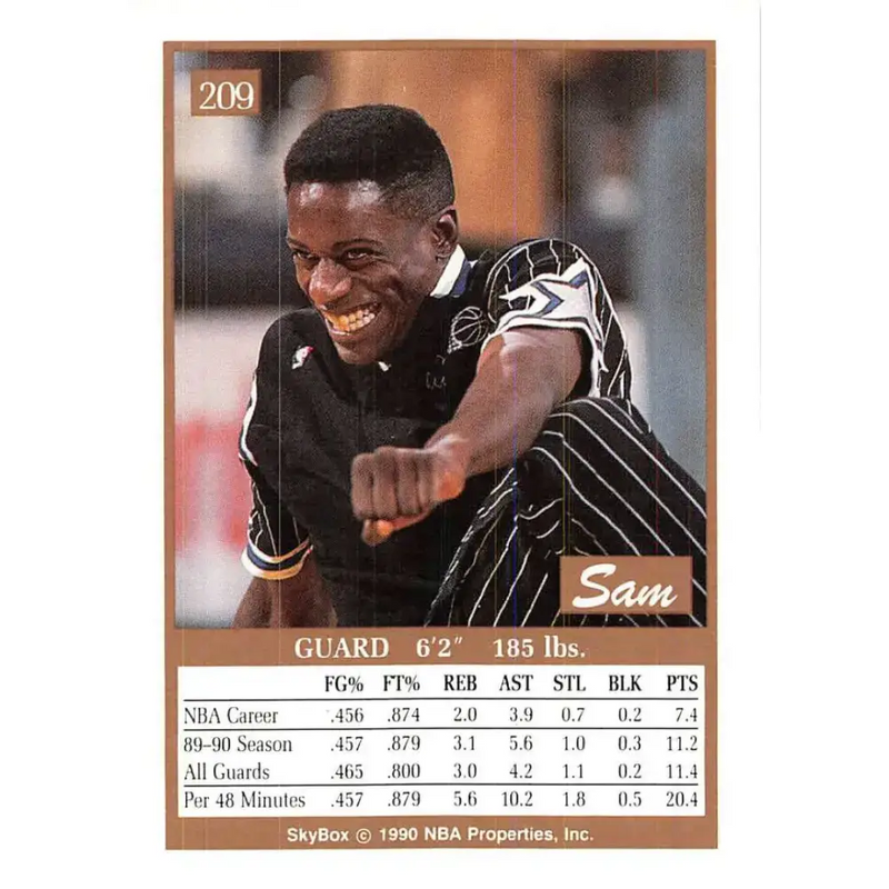 1990-91 SkyBox #209 Sam Vincent EX Excellent Orlando Magic Basketball Card - Basketball Card Single
