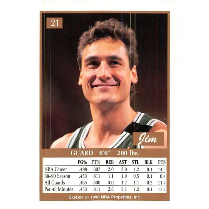 1990-91 SkyBox #21 Jim Paxson EX Excellent SP Boston Celtics Basketball Card