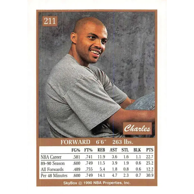 1990-91 SkyBox #211 Charles Barkley EX Excellent Philadelphia 76ers Basketball Card - Basketball Card Single