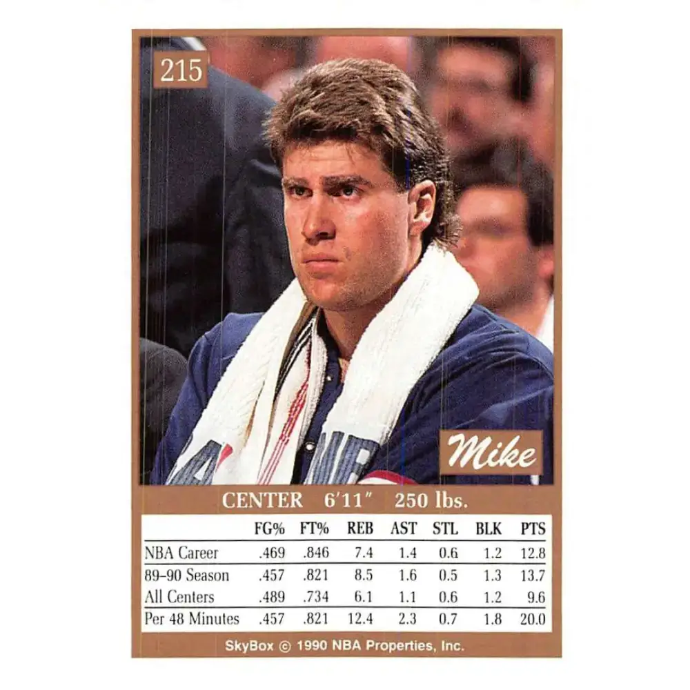 1990-91 SkyBox #215 Mike Gminski EX Excellent Philadelphia 76ers Basketball Card - Basketball Card Single