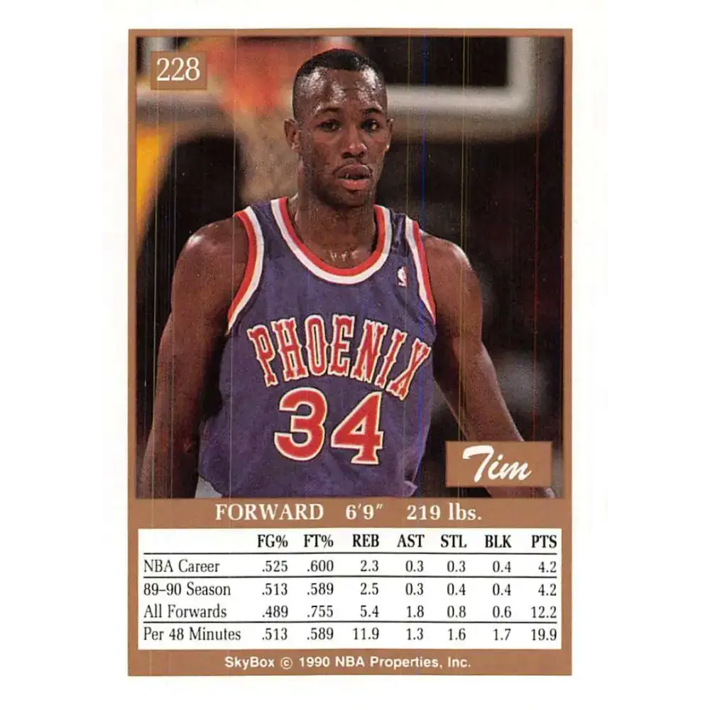 1990-91 SkyBox #228 Tim Perry EX Excellent Phoenix Suns Basketball Card - Basketball Card Single