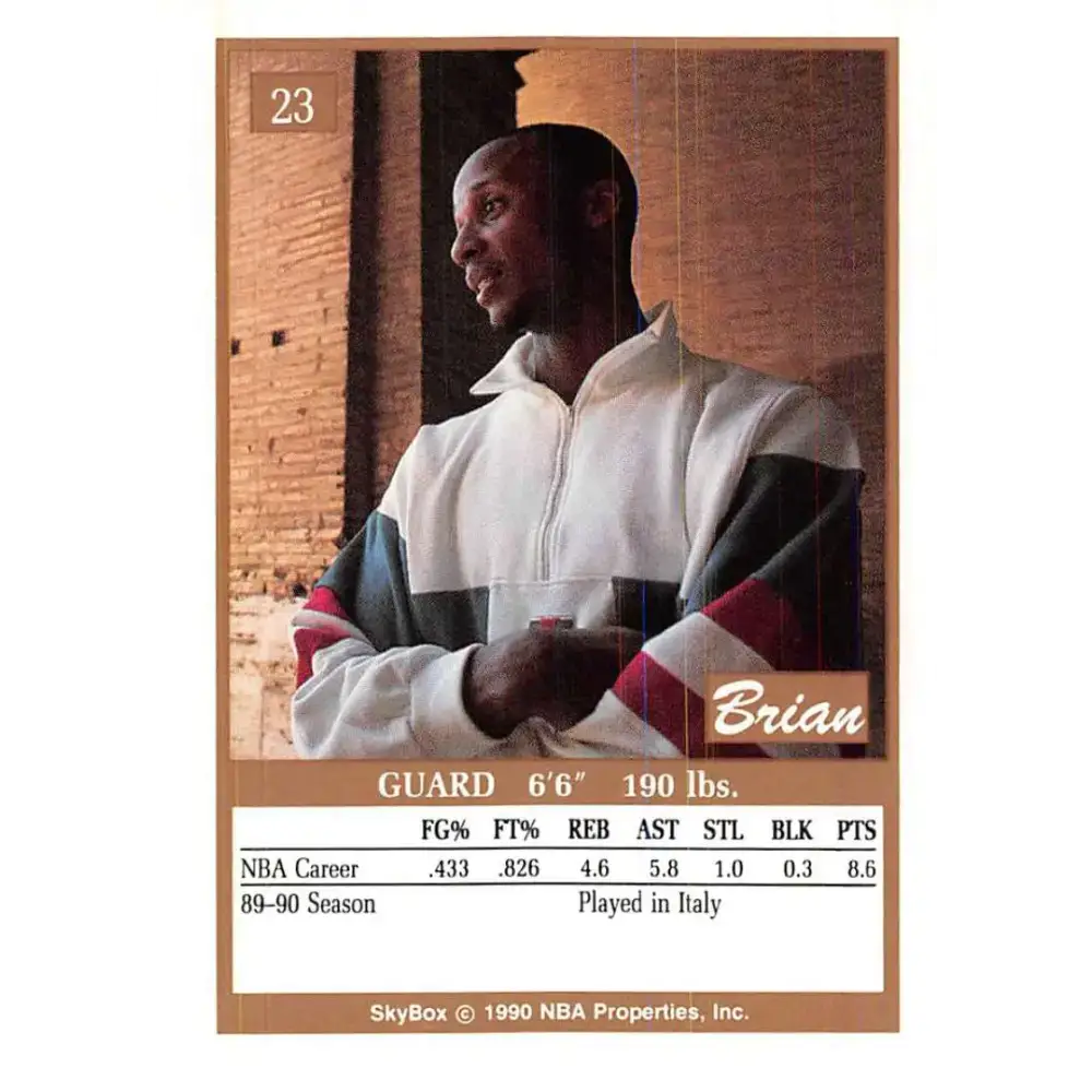 1990-91 SkyBox #23 Brian Shaw EX Excellent Boston Celtics Basketball Card - Basketball Card Single
