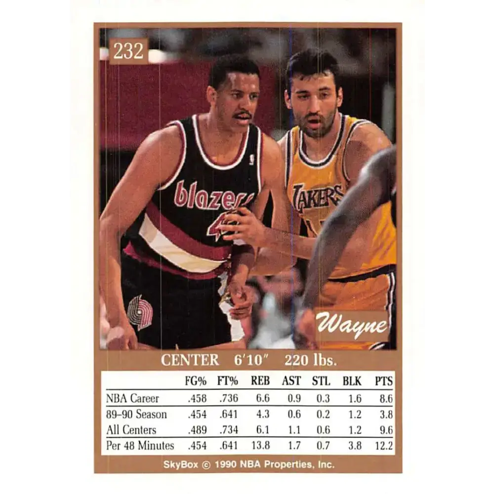 1990-91 SkyBox #232 Wayne Cooper EX Excellent Portland Trail Blazers Basketball Card - Basketball Card Single