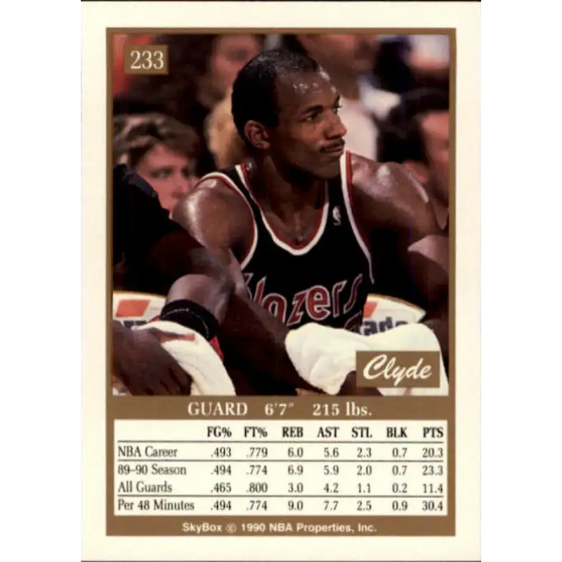 1990-91 SkyBox #233 Clyde Drexler EX Excellent Portland Trail Blazers Basketball Card - Basketball Card Single