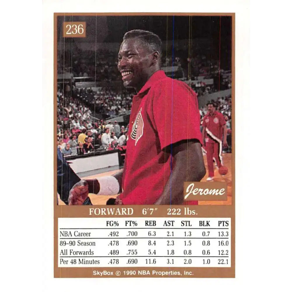 1990-91 SkyBox #236 Jerome Kersey EX Excellent Portland Trail Blazers Basketball Card - Basketball Card Single