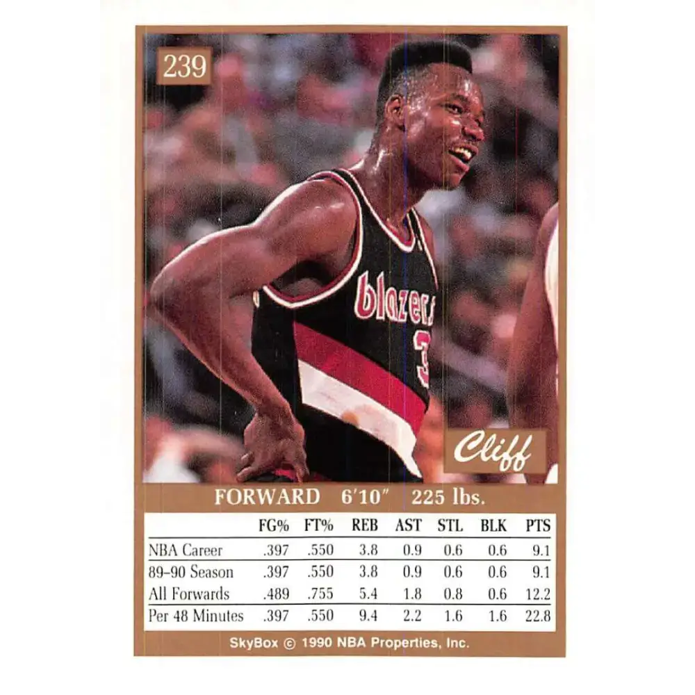 1990-91 SkyBox #239 Clifford Robinson EX Excellent RC Rookie Portland Trail Blazers Basketball Card