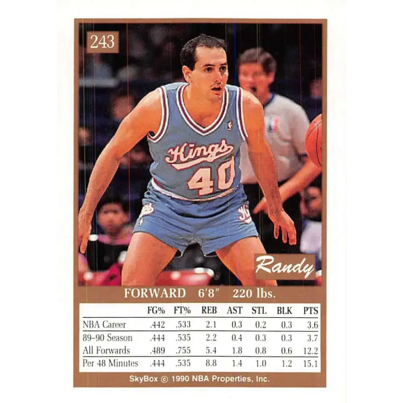 1990-91 SkyBox #243 Randy Allen EX Excellent SP Sacramento Kings Basketball Card