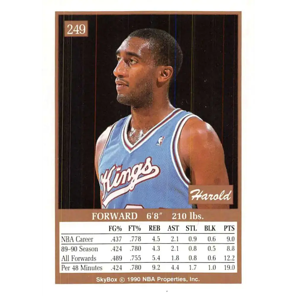 1990-91 SkyBox #249 Harold Pressley EX Excellent SP Sacramento Kings Basketball Card - Basketball Card Single