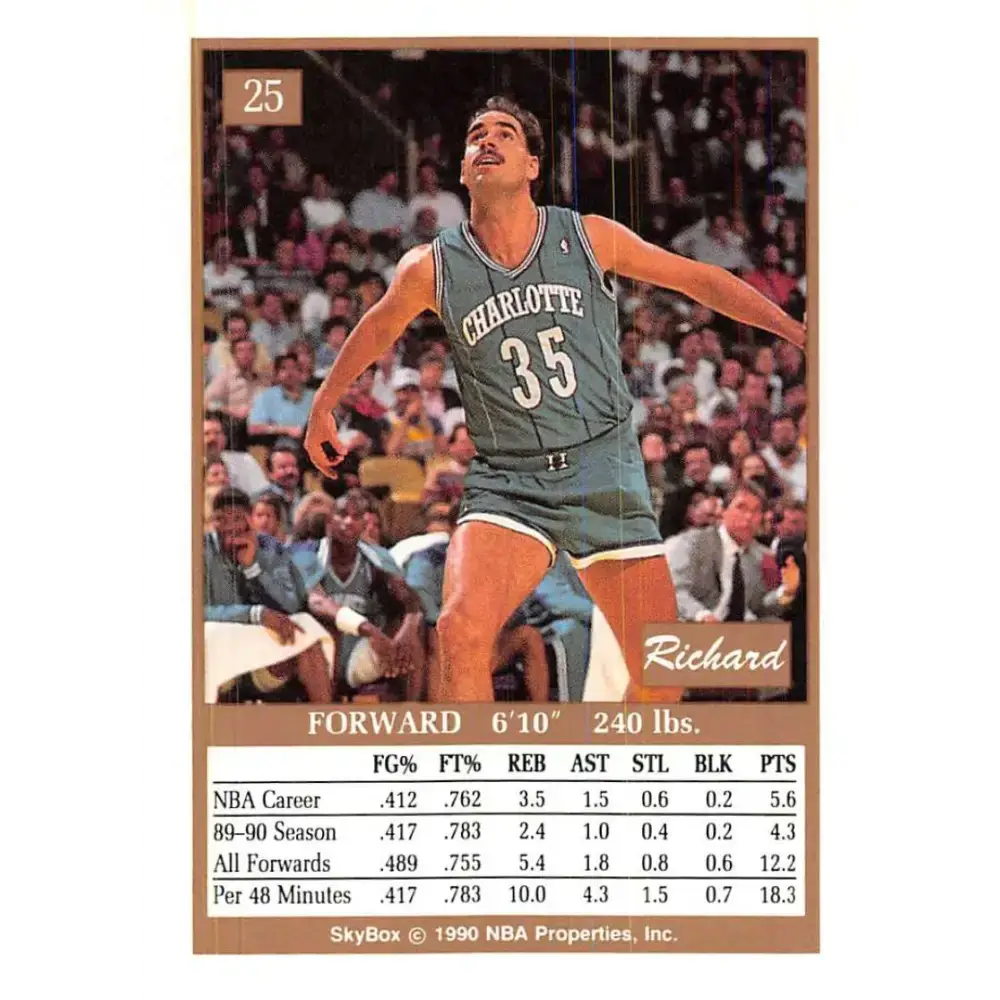 1990-91 SkyBox #25 Richard Anderson EX Excellent SP Charlotte Hornets Basketball Card - Basketball Card Single