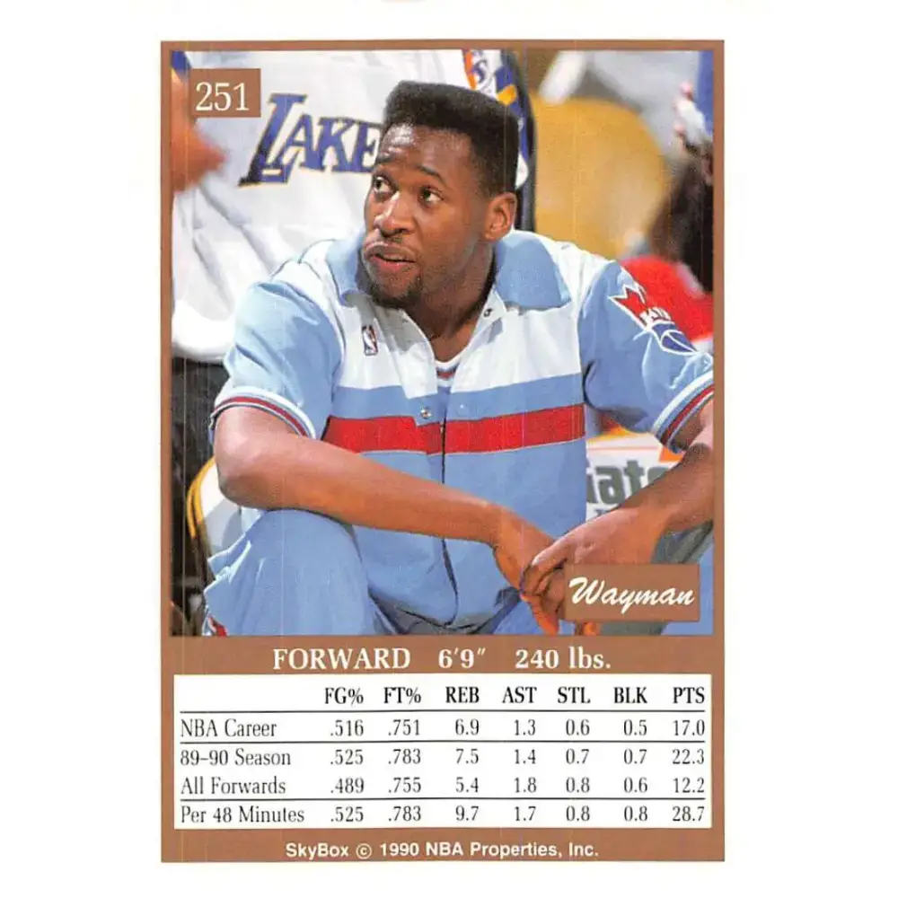 1990-91 SkyBox #251 Wayman Tisdale EX Excellent Sacramento Kings Basketball Card - Basketball Card Single
