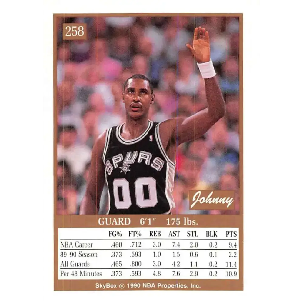 1990-91 SkyBox #258 Johnny Moore EX Excellent SP San Antonio Spurs Basketball Card - Basketball Card Single