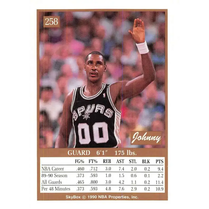 1990-91 SkyBox #258 Johnny Moore EX Excellent SP San Antonio Spurs Basketball Card - Basketball Card Single